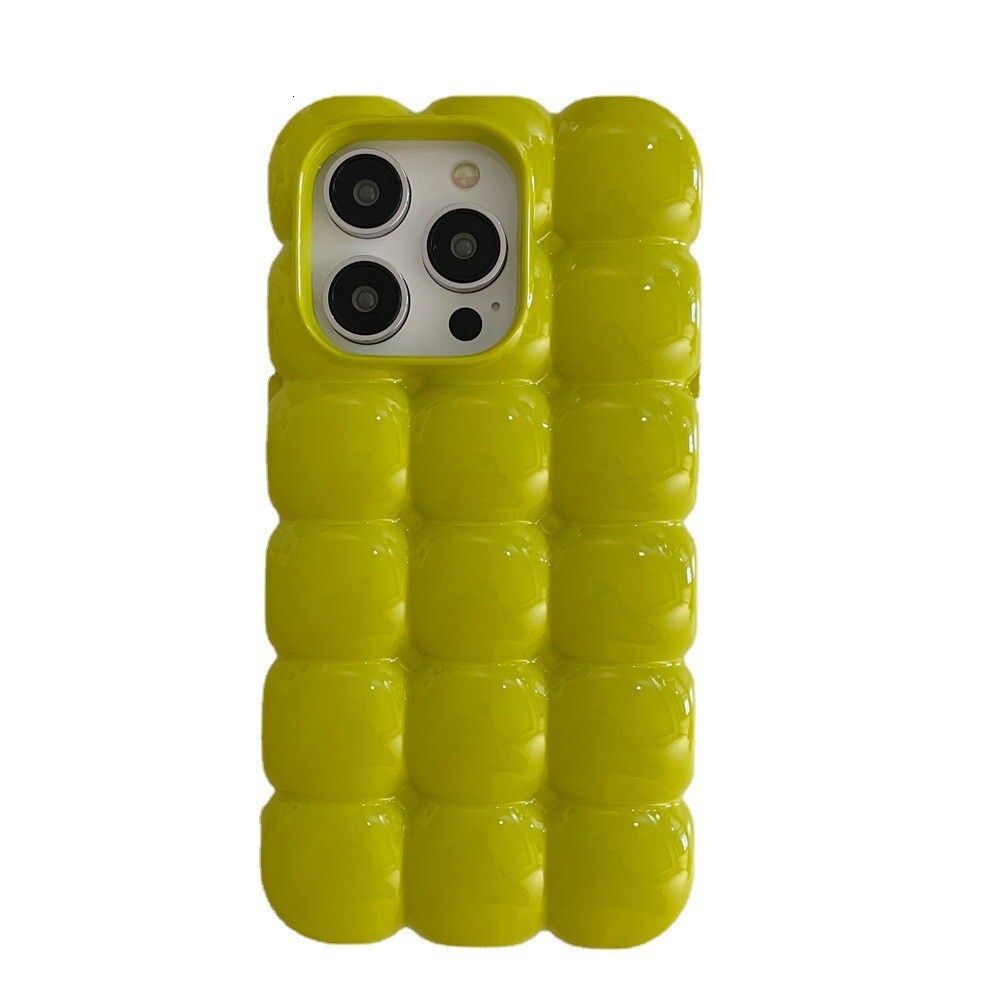 Solid Color Puff Egg Waffle Phone Compatible with iPhone 16 Apple 17 Pro Max 3D 15 Niche 14 Soft Case