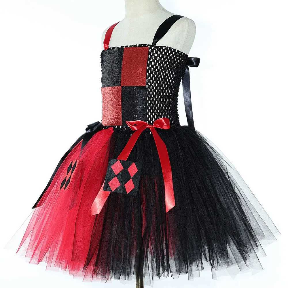 Red Black Clown Halloween Costume for Girls Circus Performance Fancy Dress for Kids Carnival Party Outfit Children Joker Clothes X251212 - view 5