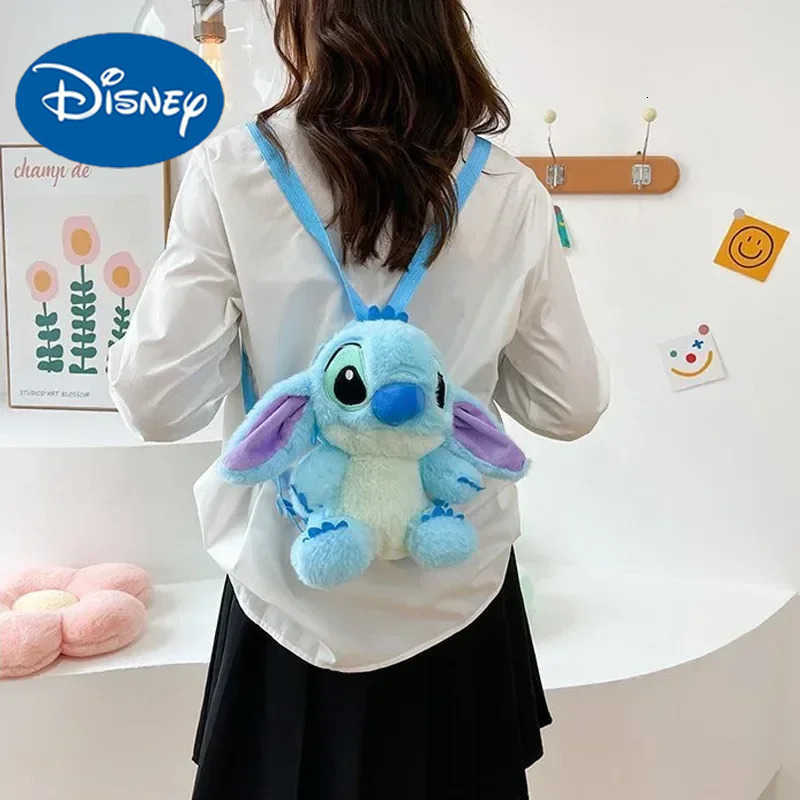 Disney New Cartoon Plush Backpack Kawai Stitch Doll Shoulder Bag Autumn And Winter Style Childrens Schoolbag Kindergarten Gifts H2512121