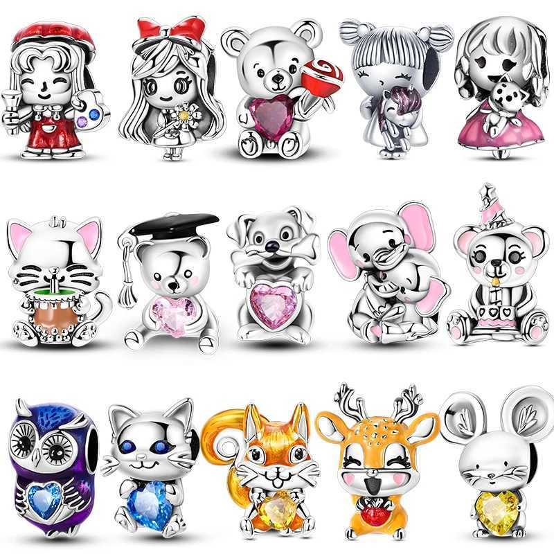 Charms 925 Sier Cute s Cat Bear Bead For Sier Bracelet Diy Fahsion Jewelry Y251212
