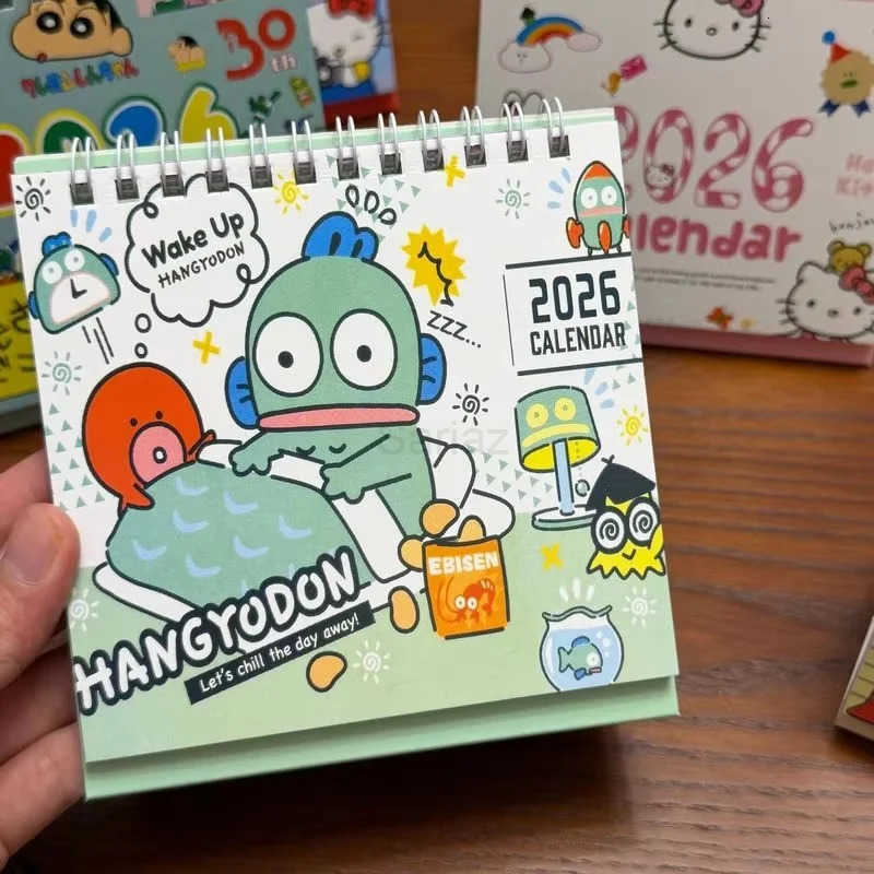 Sanrio 2026 Hangyodon Hello Kitty My Melody Cinnamoroll Desk Calendar Cute Retro Ins-Style Cartoon Decor For Students Collectible Gift H251212