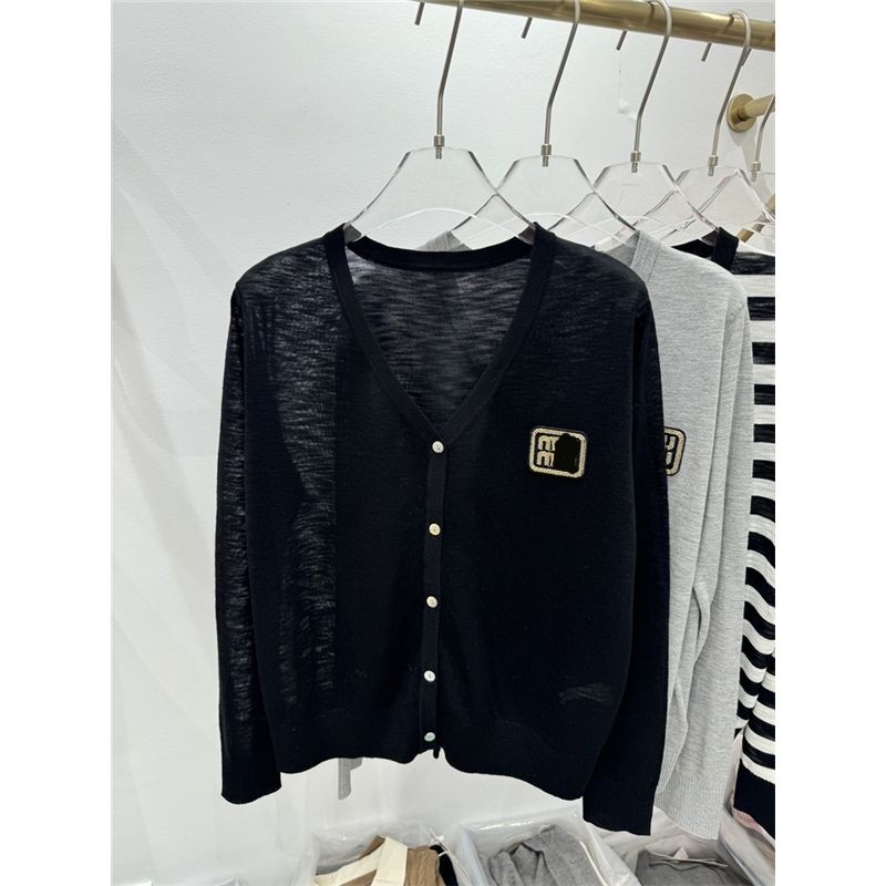 Women new spring v-neck single breasted thin knitted sweater designer logo letter embroidery cardigans SMLXLXXL