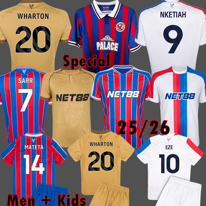 25 26 Crystals Palaces Soccer Jersey EAGLES Football Shirt EZE WHARTON CPFC Kits 2025 2026 EDOUARD NKETIAH MATETA SARR Men PALACEs kids Special Crystals 3XL 4XL