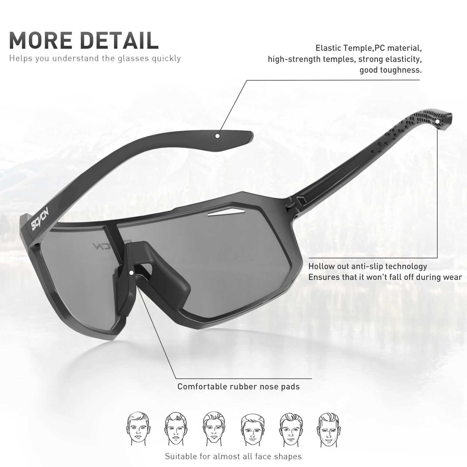 SCVCN New Outdoor Cycling Glasses Bike Sunglasses Men UV400 Eyewear Sports MTB Goggles Bicycle Women Riding Hiking Sunglasses G251212