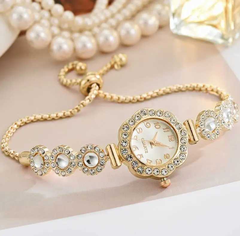 6PCS/Set Elegant Women Diamond Arabic Dial Quartz Wristwatch Ladies Fashion Rhinestone Bracelet Watch Jewelry Set Without Box Y251212