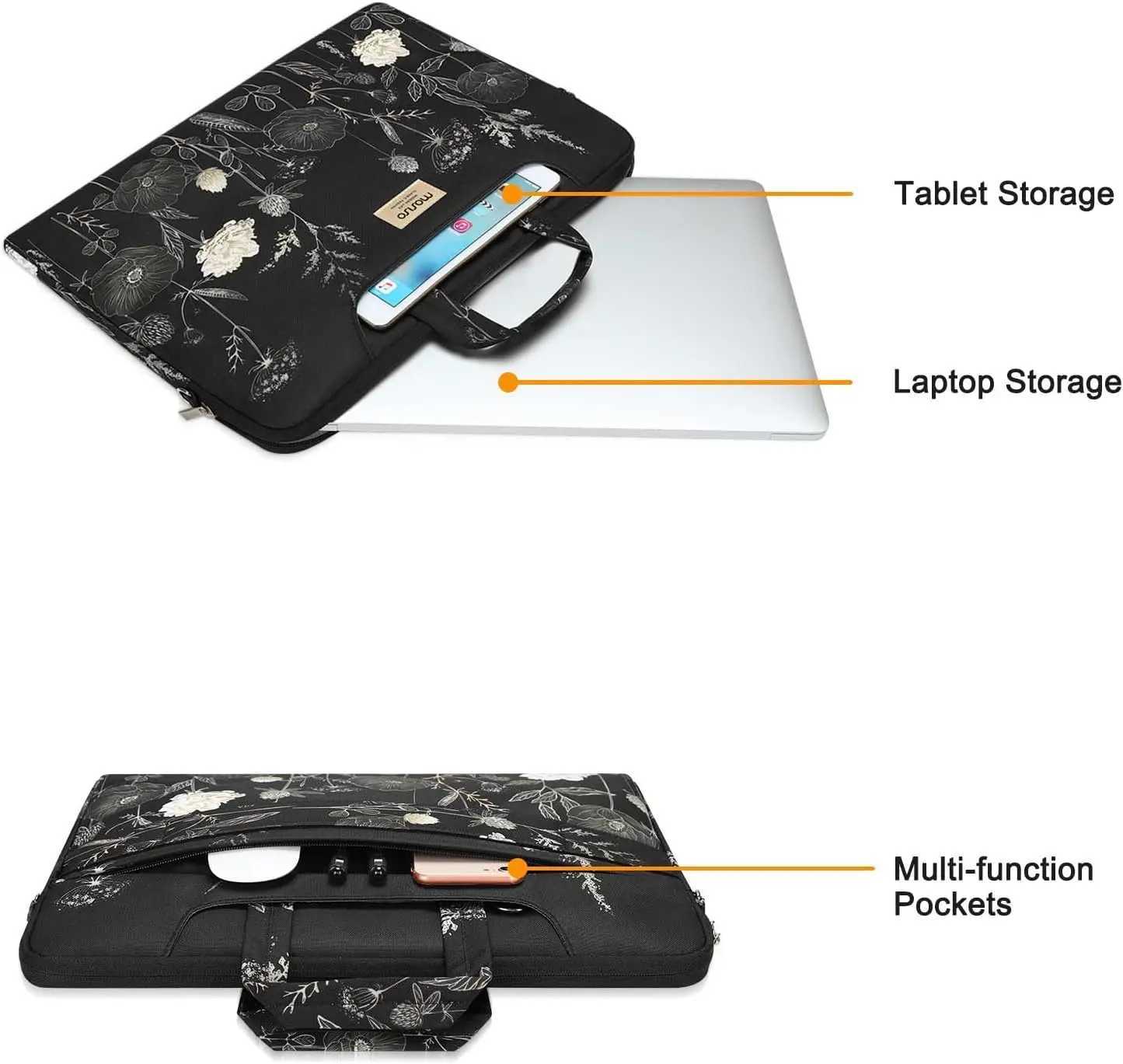 MOSISO Laptop Bag 13-16 inch with Shoulder Strap Retro Flower with Handle 156 Macbook Case for Macbook Air/Pro HP Lenovo DellT251212