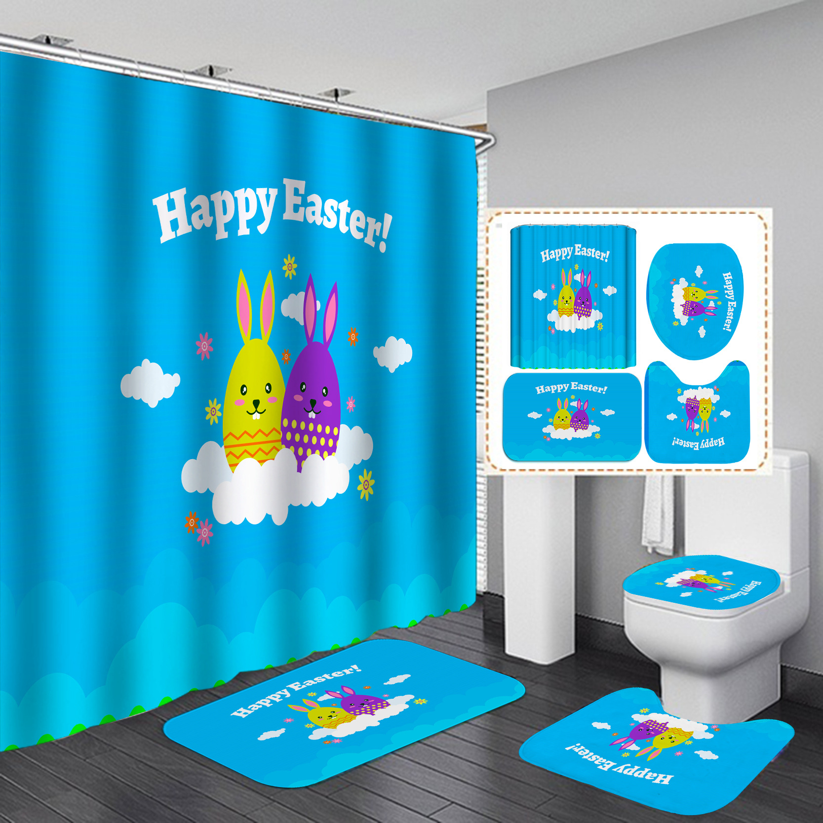 YL-37944 Digital Printed Waterproof Bathroom Composite Shower Curtain - Factory Direct Supply, Wholesale Shower Curtains