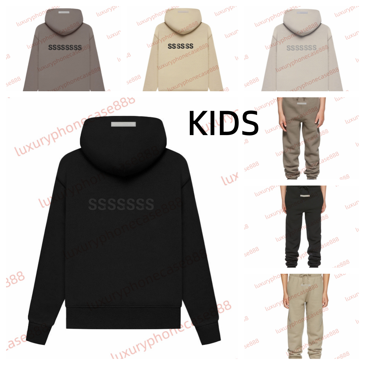 High quality kids designer clothes hoodies classic silicon flocking letter oversize loose hooded sweatshirt Ess children skateboard Premium Cotton Clothing AAAA