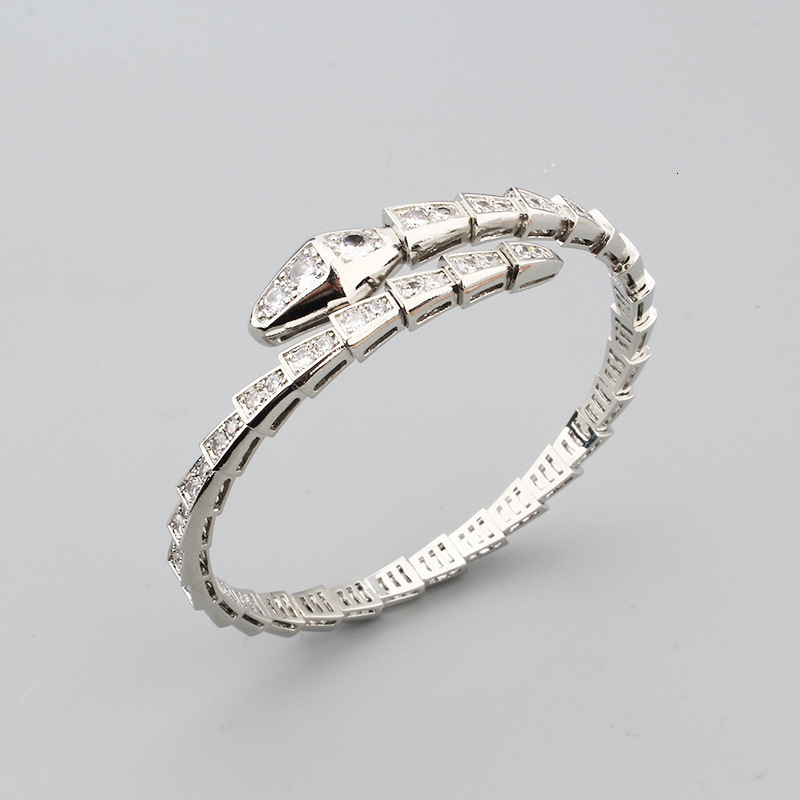 Baojia Gold Spring Inlaid Zircon Adjustable Thin Snake Bracelet Snake Bone Rose Gold Fashion Ring Bracelet