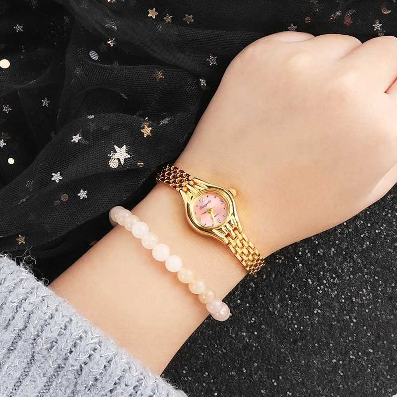 Ladies Gold Plated Watch Women Bracelet Quart Wristwatch Girl Analog Feminino Relojes Hour Luxury Watches Saati Clock Y251212