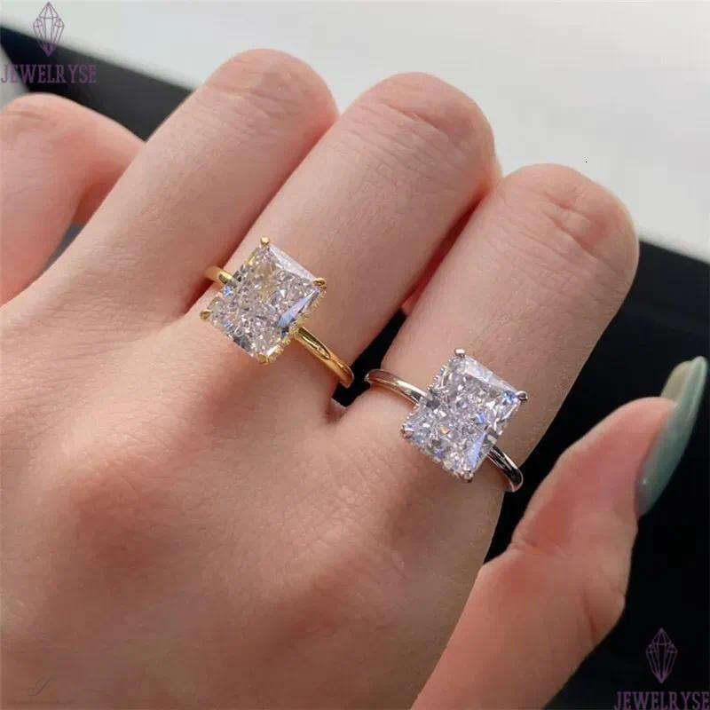 925 sterling silver luxurious jewelry rings 8A snowflake zirconia designer ring for woman princess square Wedding Engagement Diamond Ring With Gift Bo