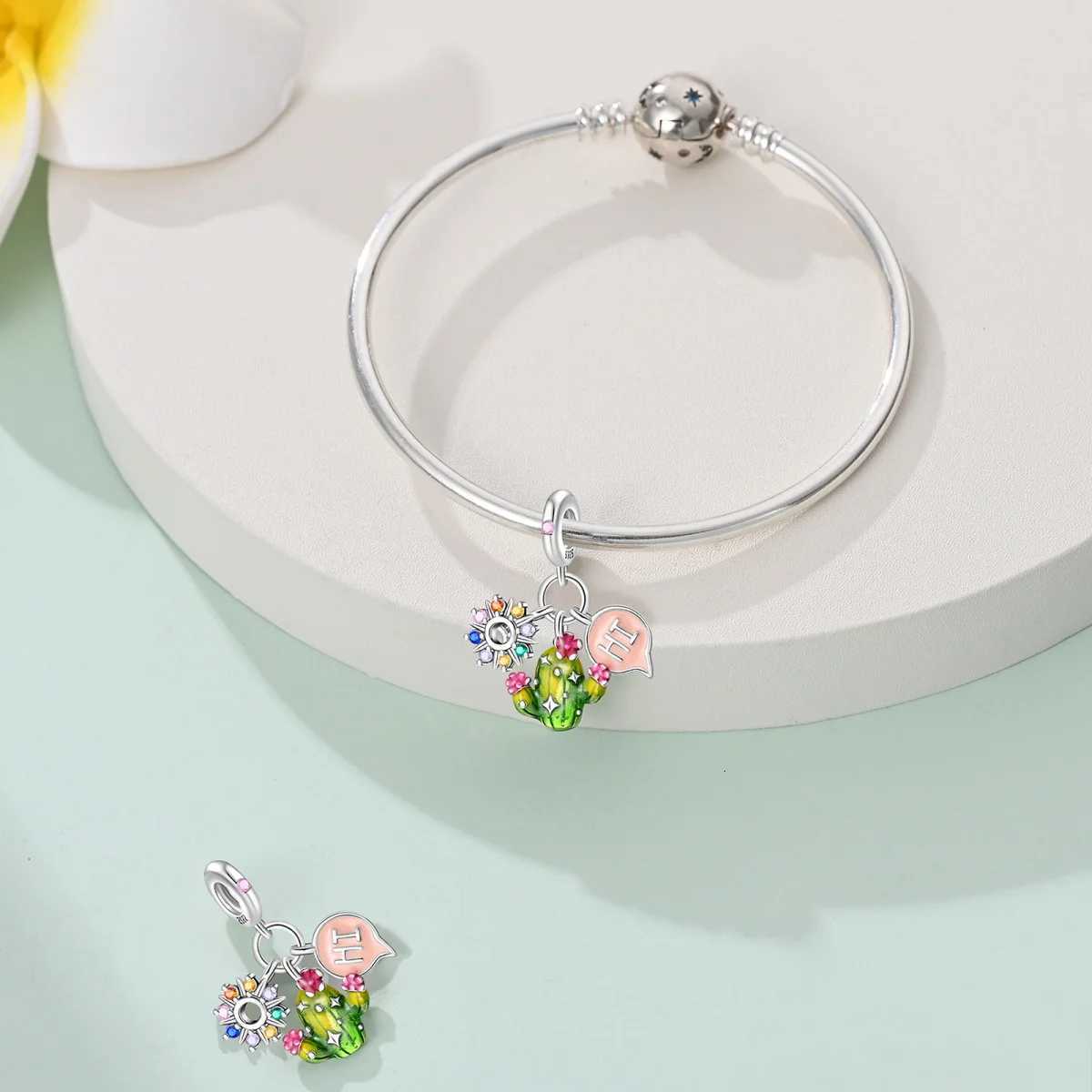 Charms 925 Sterling Sier Plated Cactus Plant Pendant Beads Fit Bracelet Diy Gift Wen Delicate Jewelry Accory Y251212