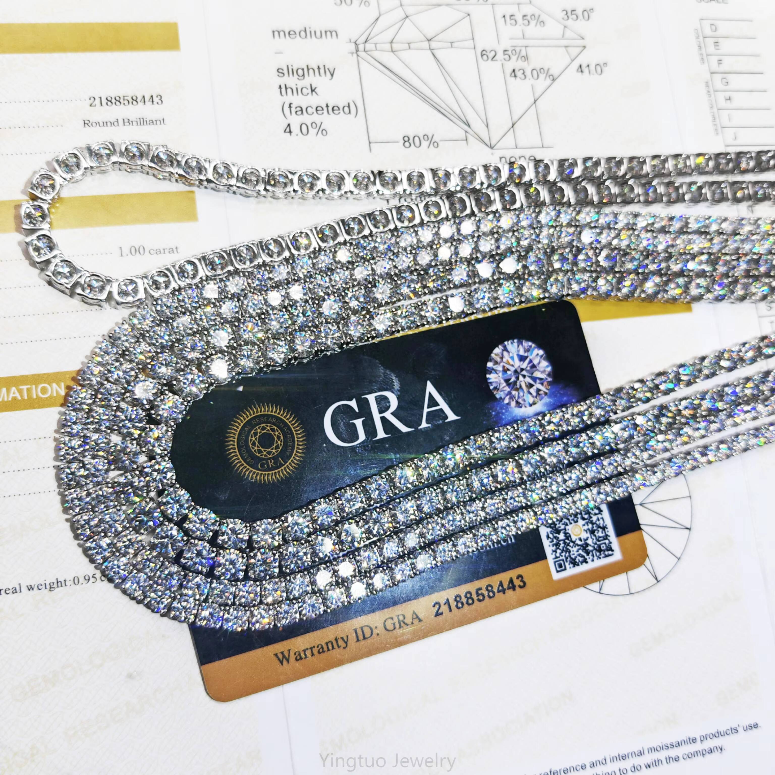 2025 Hot Selling 4mm Moissanite Tennis Chain Pass Diamond With Gra Certificate S925 Moissanite Necklace