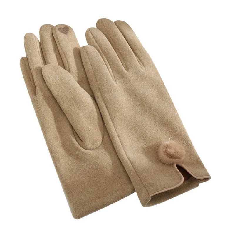 New gloves for women in winter with added velvet insulation German velvet split finger gloves for skiing cycling and driving Y251211