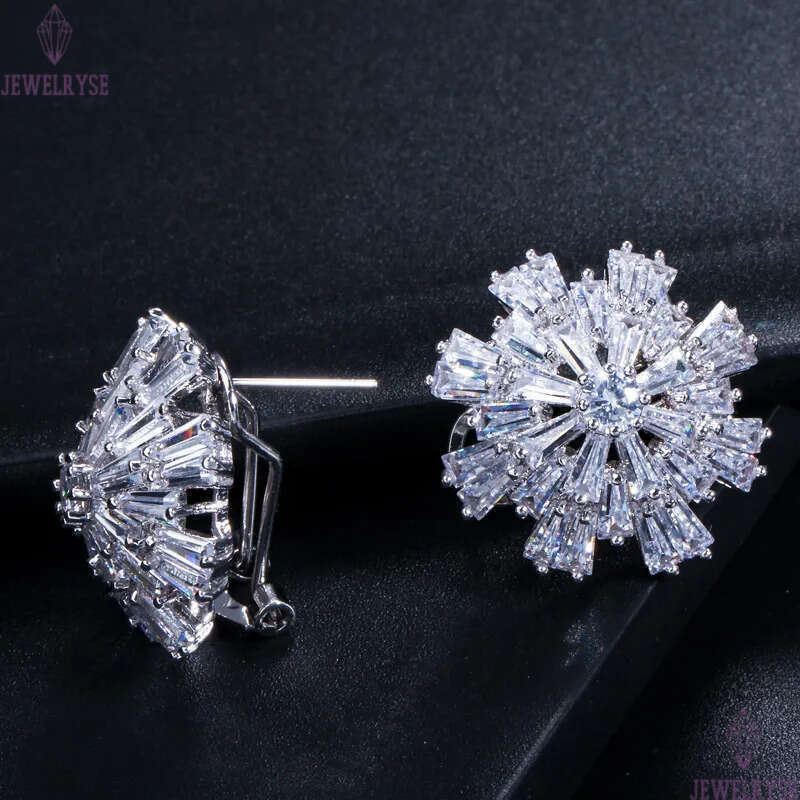 Fashion Snowflake Stud earring designer for woman AAA Cubic Zirconia Rose Gold Silver Plated Charm Copper Luxury Earrings Jewelry South American For W