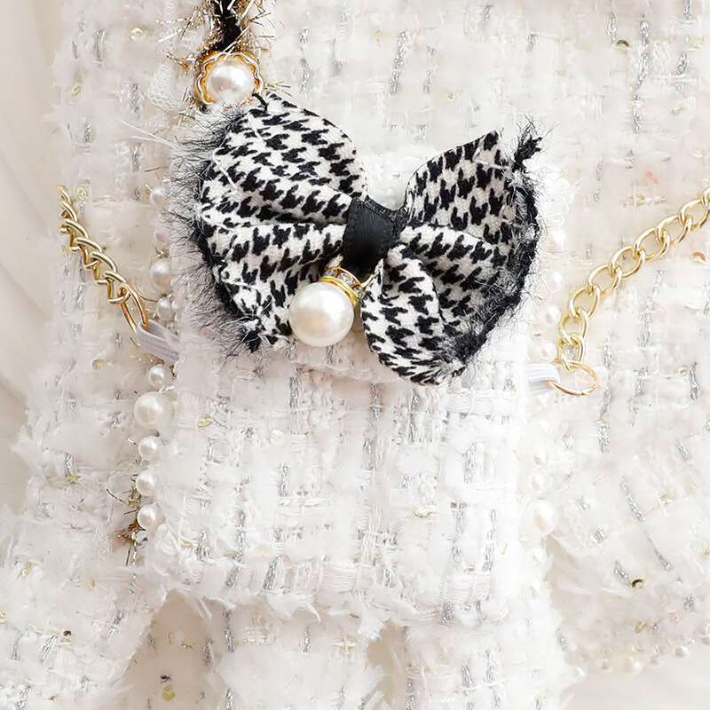 Clothes Dog Fall Winter Collection Cat Princess & Dress Backpack Pink Chanel Style Dress For Small Dogs Poodles