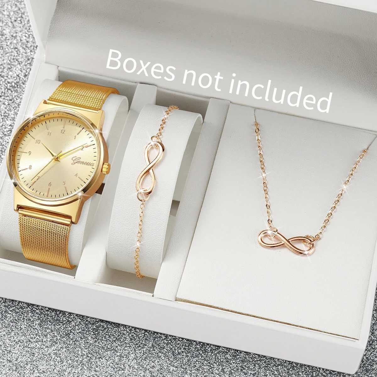 3PCS/Set Fashion Dial Women Watches Simple Ladies Quartz Wristwatch Jewelry Set Reloj MujerWithout Box Y251212