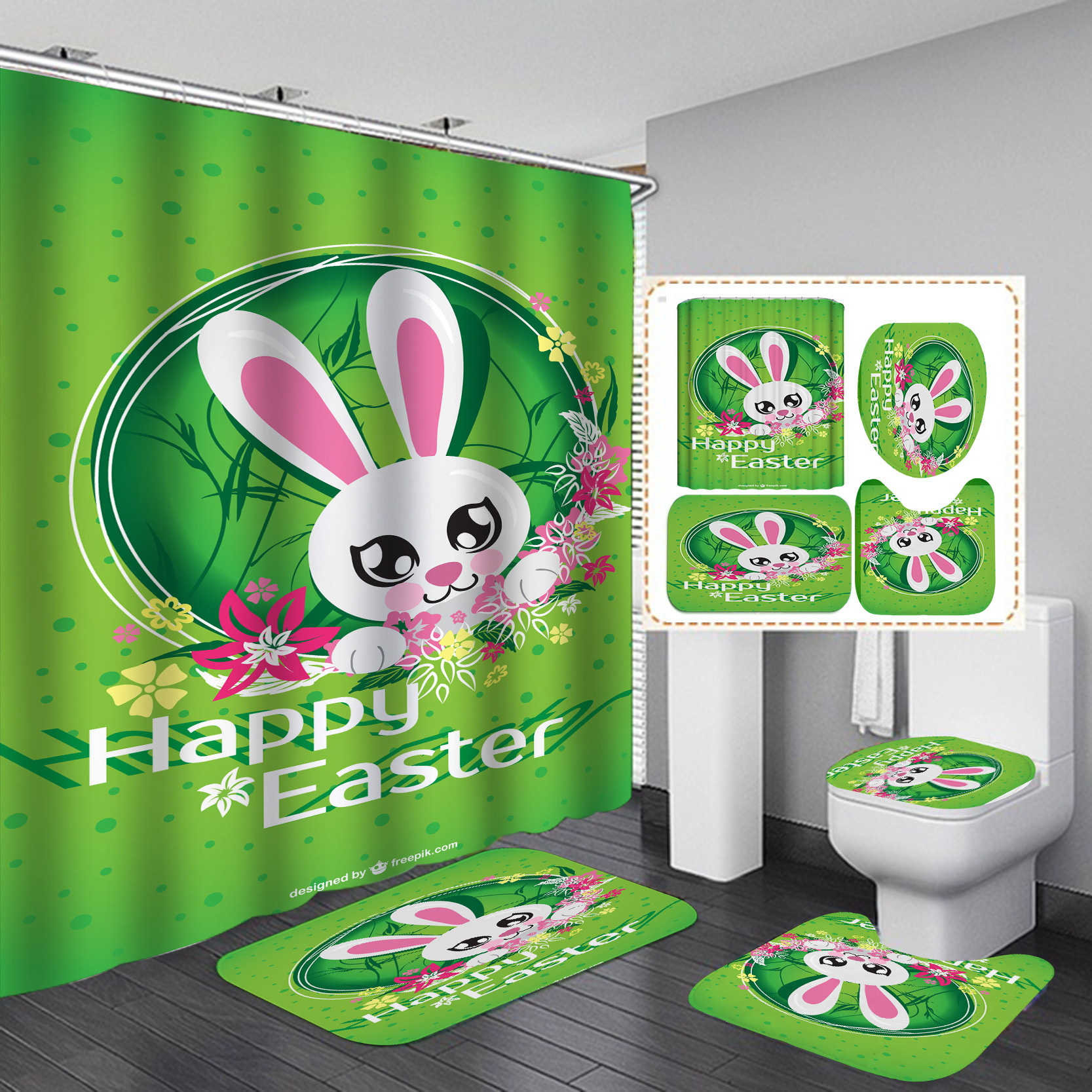 YL-37381 Digital Printed Waterproof Bathroom Composite Shower Curtain - Factory Direct Supply, Wholesale Shower Curtains