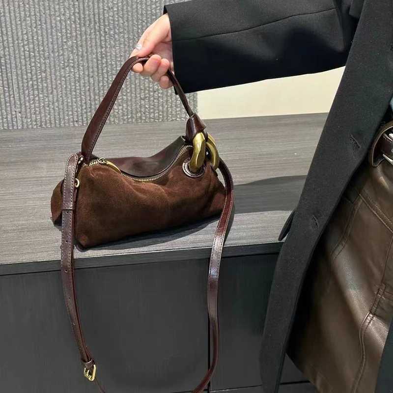 Simple Autumn Winter Colleti Grey Brown Roy Big Bost Tote Soft Matte Suede Leather Wens Handbag Shoder Bag Y251211