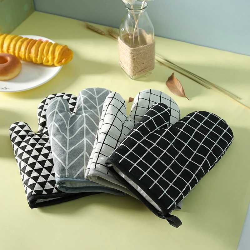 Cotton and linen baking gloves microwave oven and oven heat insation and heat-resistant hand covers hand protection H251212