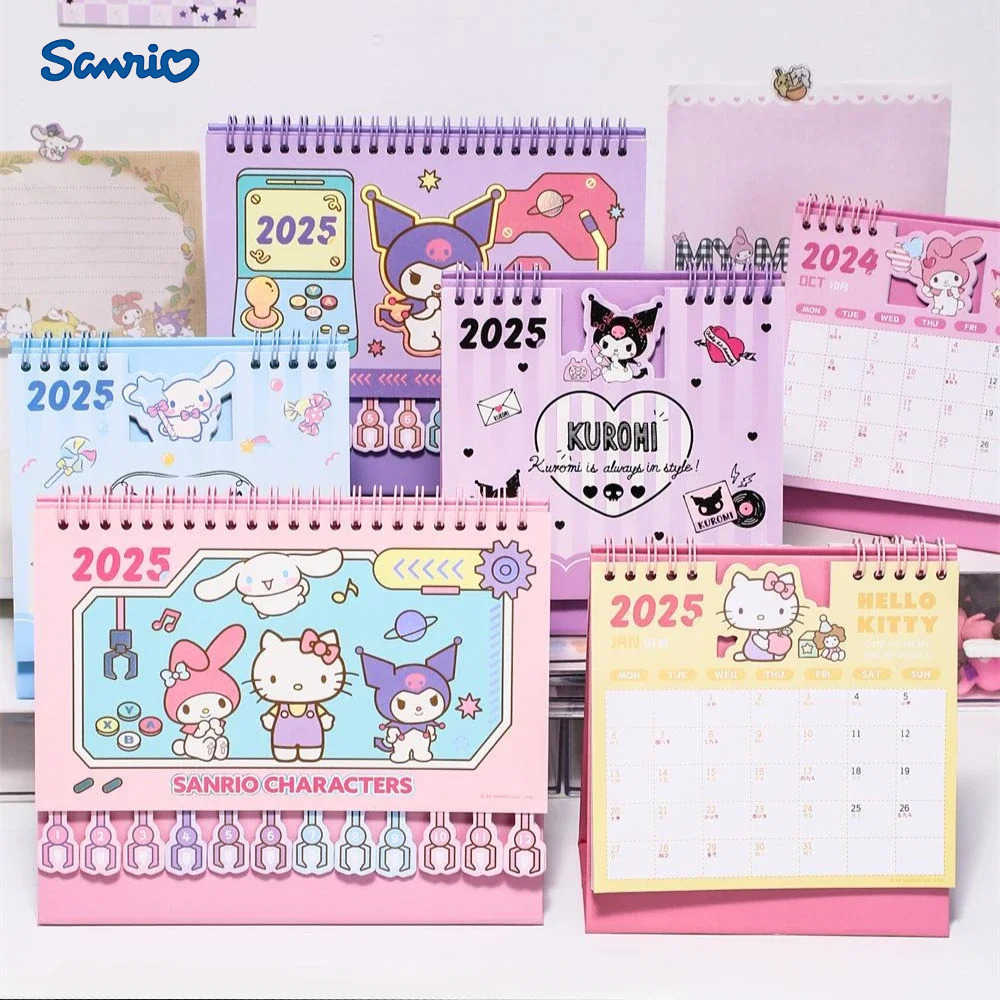Sanrio 2025 Sanrios Desktop Calendar Hello Kittys Notepad Kuromi Cinnamoroll Standing Calendar Ornament Monthly Planner Home Supplies H251212