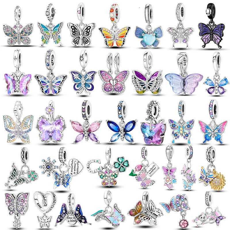 Dangle Charm 925 Sier e Zircon Fly Butterflies Charms Fit Bracelet DIY Jewelry For Wen Gift Y251212