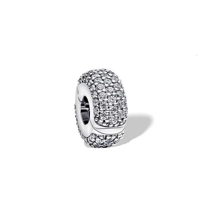 Hot S DIY Making Cleare Sparkling Row Clip Curved Feather Clip Charm Bead Fit Sier 925 Bracelet Jewelry Y251212