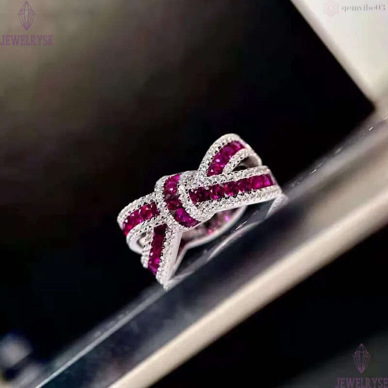 Choucong Brand Wedding Rings Classical Jewelry 925 Sterling Silver Blue Sapphire Round Cut Zircon CZ Diamond Elegant Bow Women Cross Band Ring Gift