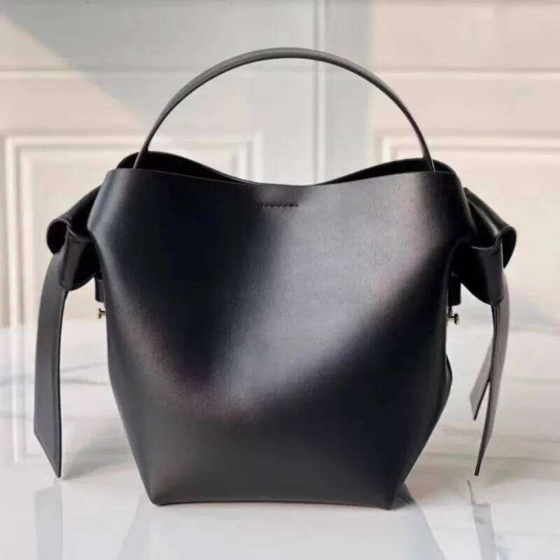 Fashion Bow-Decorated Tote Genuine Leather Shoulder Crossbody Commuter Portable Bucket Bag/Women's Handbag/Shoulder Bag