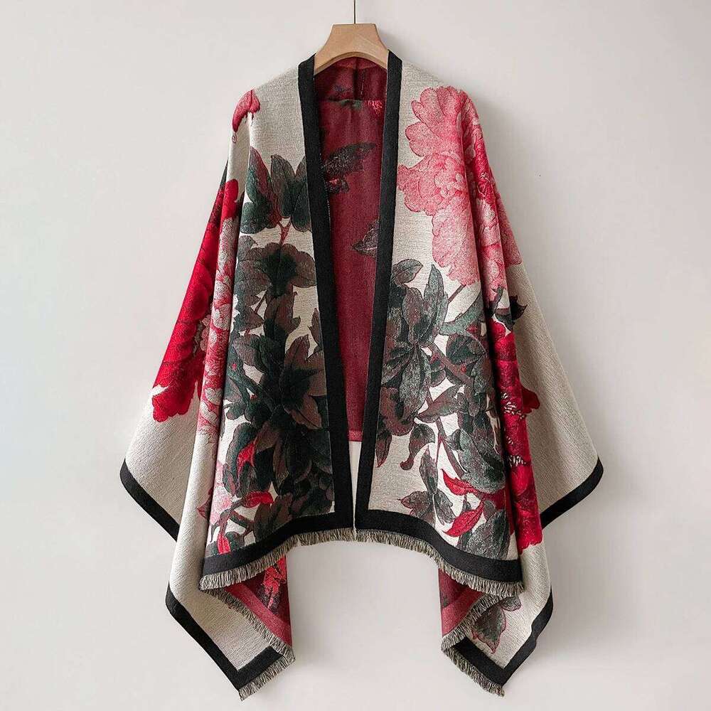 Luxury Warm Poncho Cashmere Winter Women Scarf Floral Jacquard Shawl Wraps Female Thick Pashmina Blanket Bufanda Travel Echarpe C251212