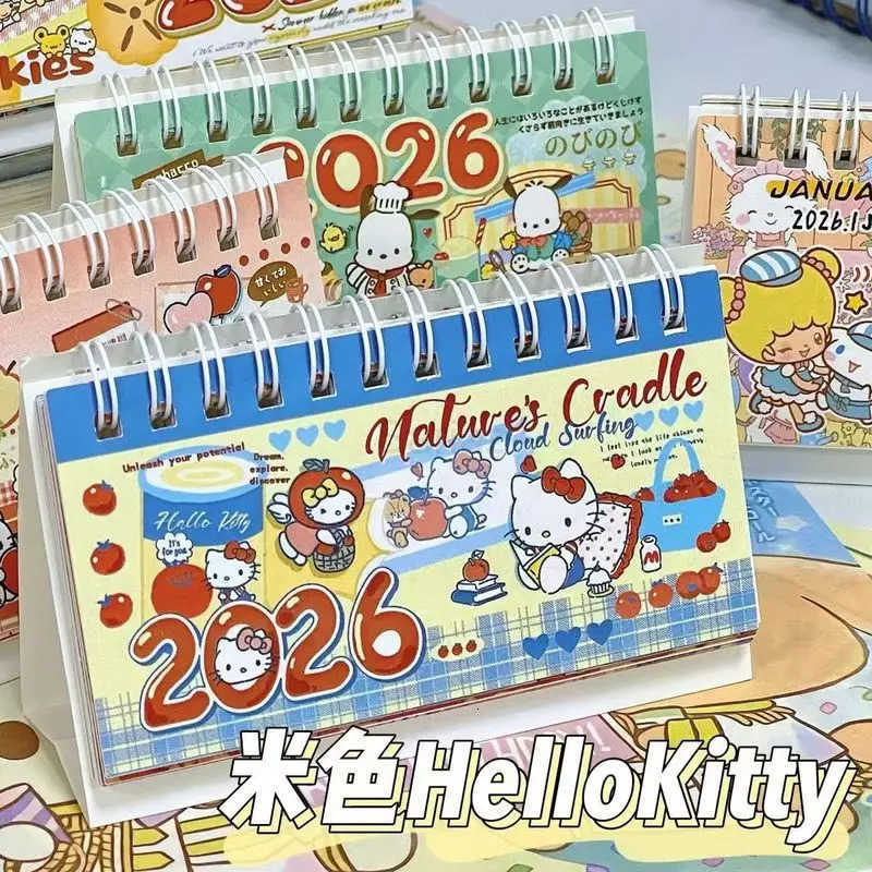Sanrio 2026 Ins-Style Hello Kitty Pochacco Cinnamoroll Long Desk Calendar - Office Student Desktop Decor New Year Gift Collectible H251212