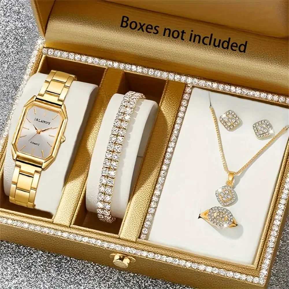6-piece set 2 styles elegant and fashionable hot new square style womens quartz watches exquisite alloy dials and precise need Y251212