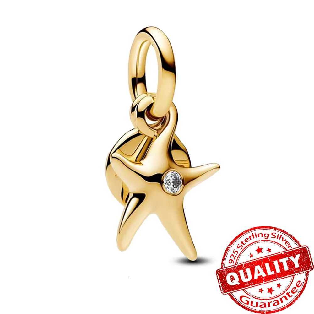 925 Sterling Sier Gold Shell Beads Jellyfish Seahorse Dangle Charm Fit Snake Bracelet Boutique Necklace Beach Party Gift Y251212