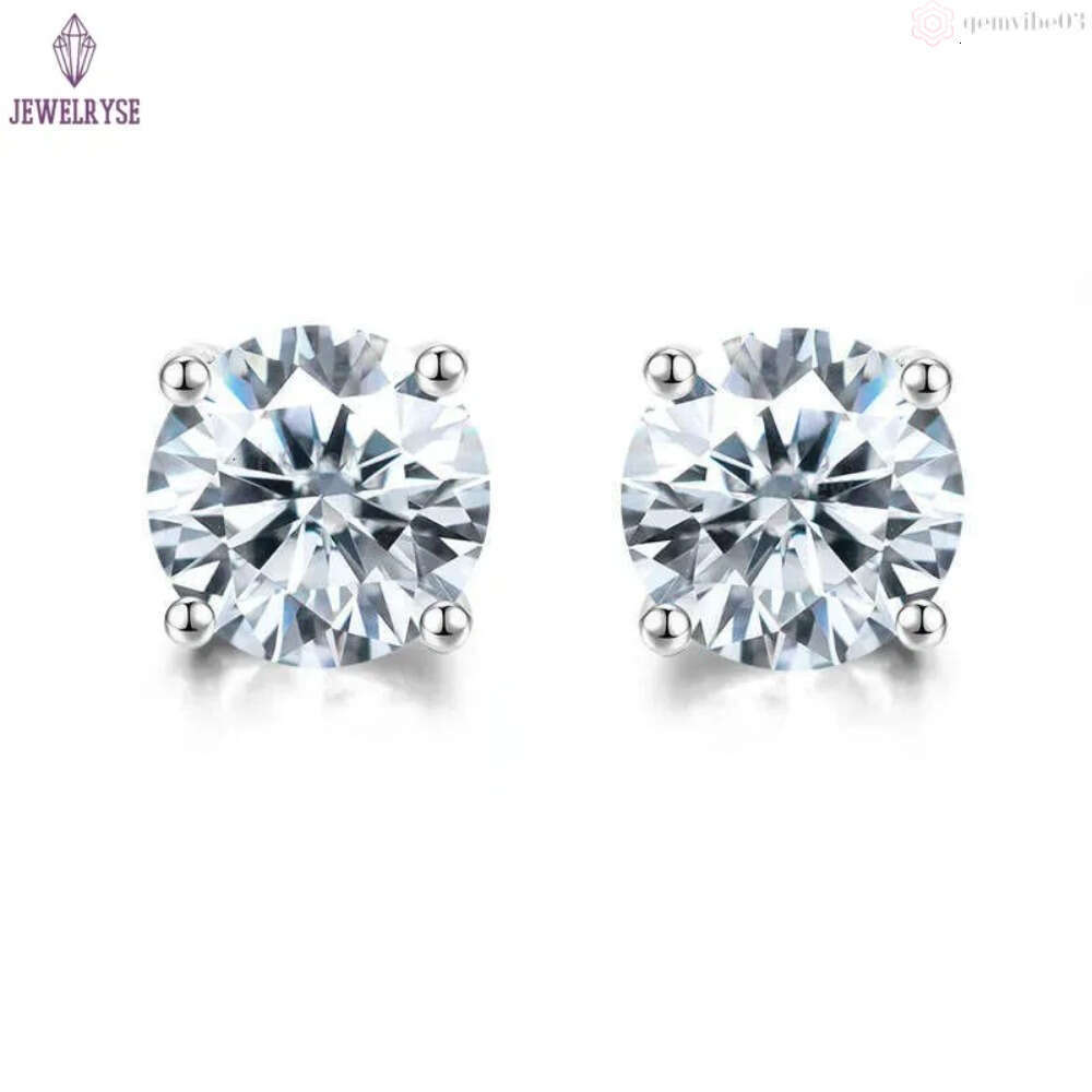 Pass Diamond Tester Vvs1 D Color Moissanite Earrings Designer For Women Solid 925 Sterling Silver 4 Prong Stud Earrings Gold Plated Screw Back Mens Je