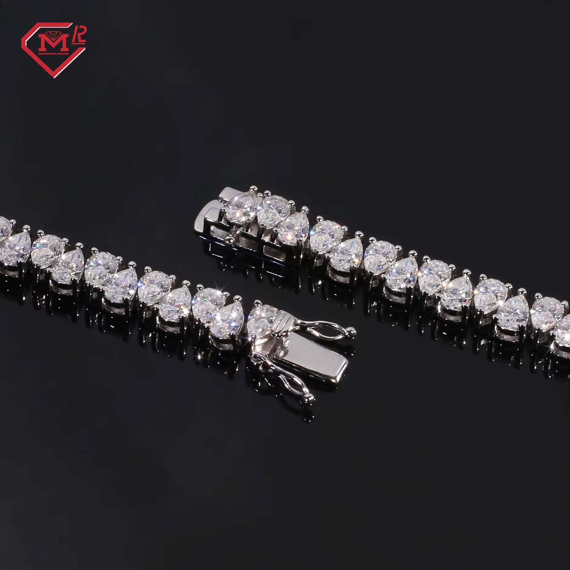 Luxury Moissanite Tennis Chain Bracelet S925 Teardrop Diamond Custom Moissanite Tennis Bracelet