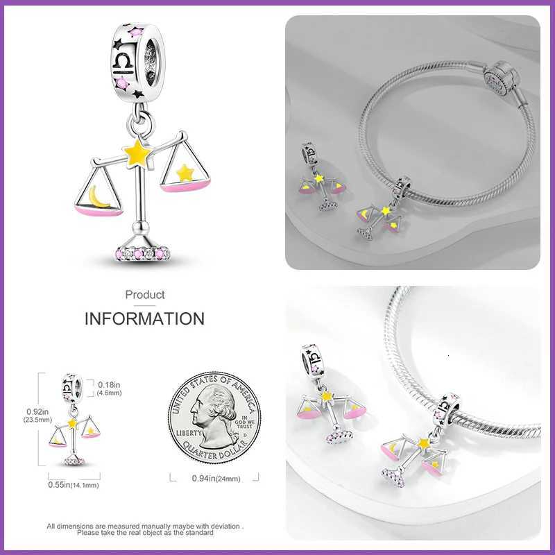 925 Sterling Sier Leo Libra Twee Constellation Glow In The Dark Charms Pendants Fit Qikaola Bracelets DIY Jewelry Y251212