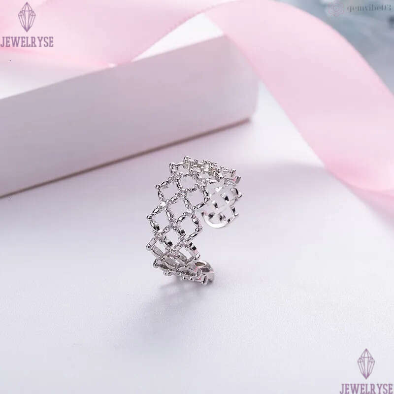 European American exaggerated luxury womens honeycomb hollow love rings fashion grid mesh joint index finger ring open size