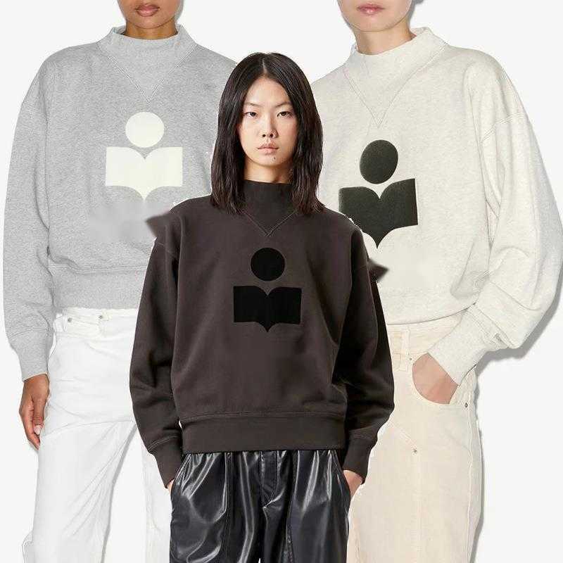 25 Winter New Womens Fashion Niche IS Classic Flocked Stand Collar Cotton Womens Sweatshirt T251212