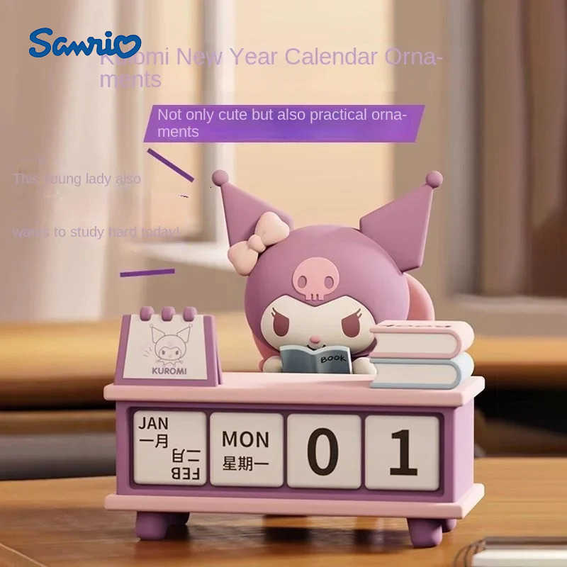 Sanrio Kuromi Pochacco Kawaii cute mini sitting doll practical calendar desktop decoration ornaments cartoon girl heart gift H251212