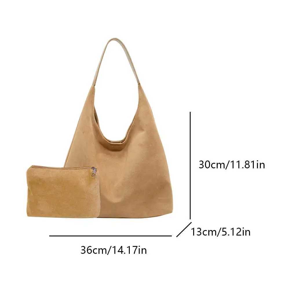 Autumn and Winter Vintage Wen Bag Large Capacity Suede Shoder Bag Casual Cmuter Bag Handbags with Pocket Hobo Bag Y251211