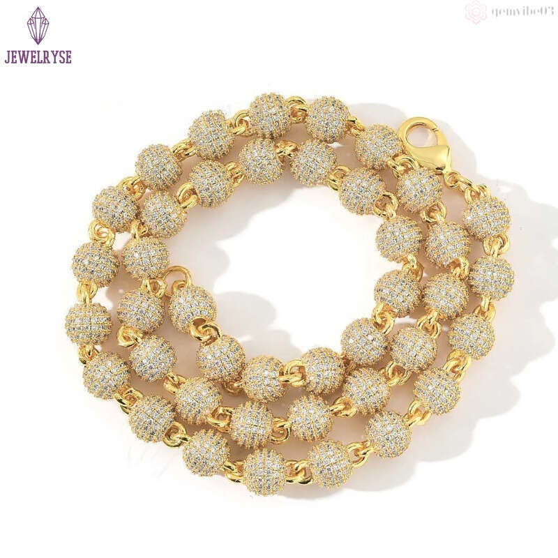 necklace moissanite chain Factory Wholesale Ball 925 Sterling Silver Iced Out VVS Diamond Cuban Link Hip Hop