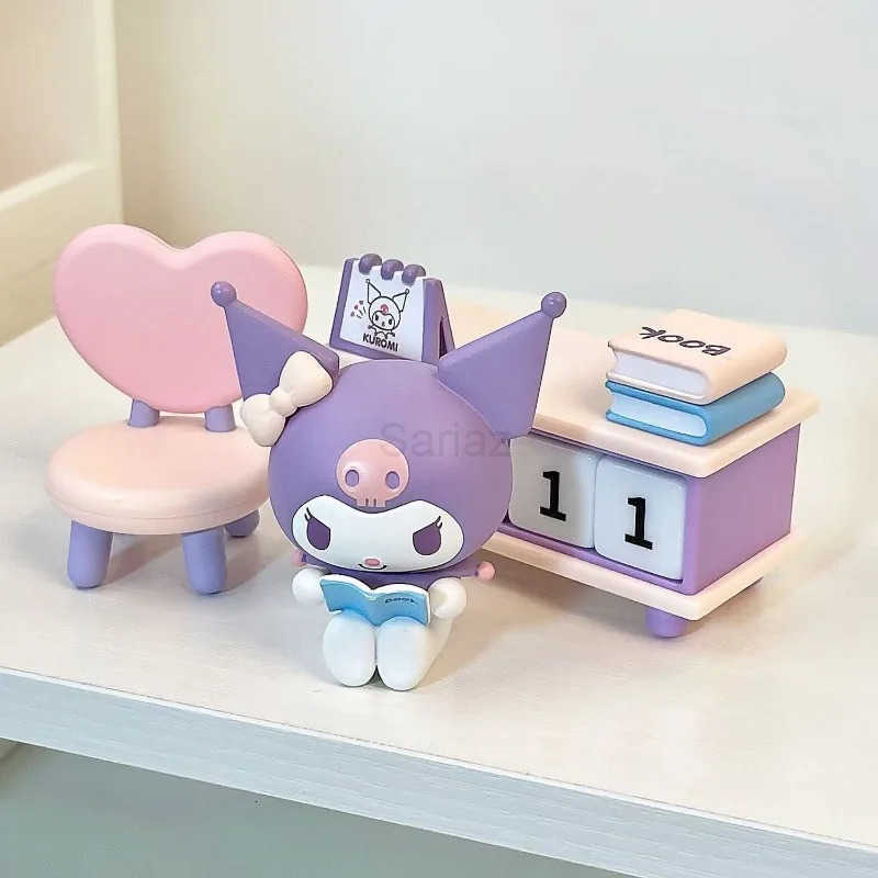 Sanrio Kuromi Cartoon Desk Calendar Cute Anime Model Creative Student Desktop Ornament Collection Doll Figure Childrens Gift H251212