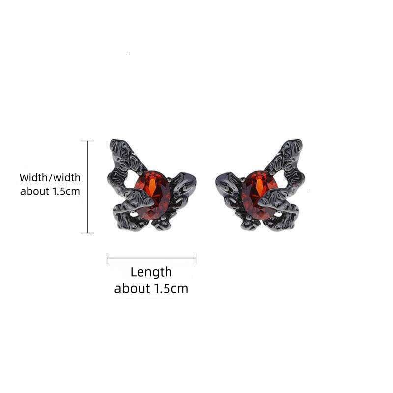 DHcollections Red Gemstone Butterfly for Women, Exquisite Unique, High-end Feel, 925 Silver Needle Studs, Fashionable and Versatile Earrings Wholesale