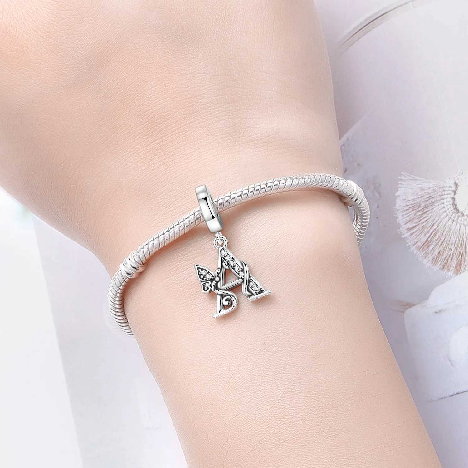 925 Sterling Sier CZ Zircon A-Z 26 Letter Charms bet Beads Pendant Fit Bracelet Necklace DIY Jewelry Y251212