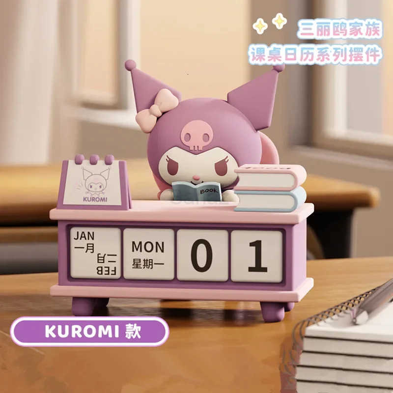 Sanrio Kuromi Pompompurin Desk Calendar Series Figure Blind Box Cute Anime Character Display with Date Function H251212
