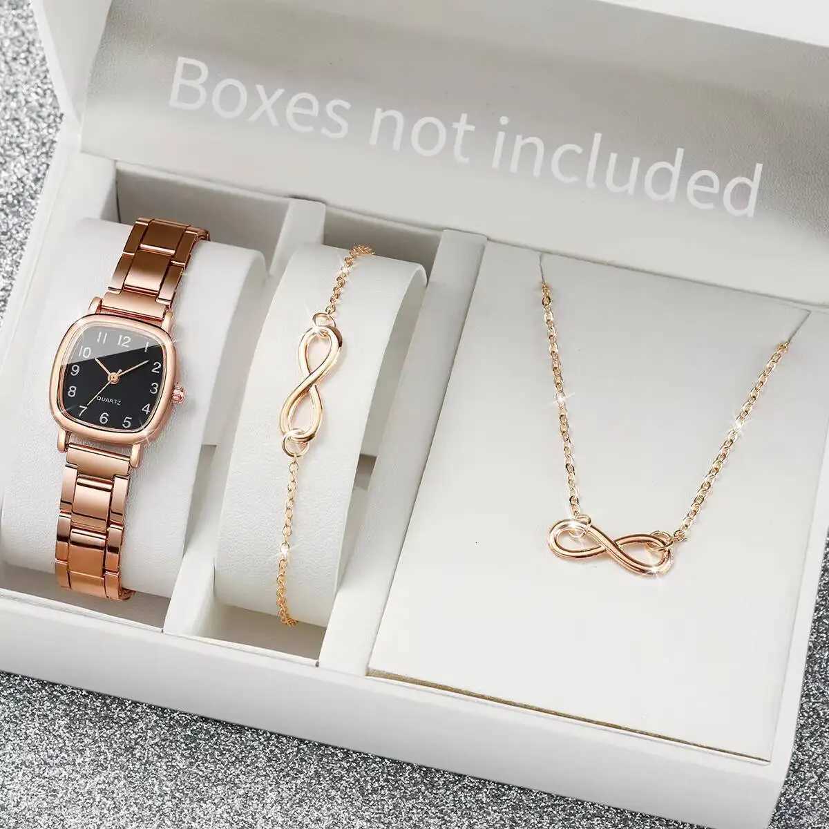 3PCS/Set Fashion Square Women Quartz Watch Alloy Strap Ladies Wristwatches Jewelry Set Reloj MujerWithout Box Y251212