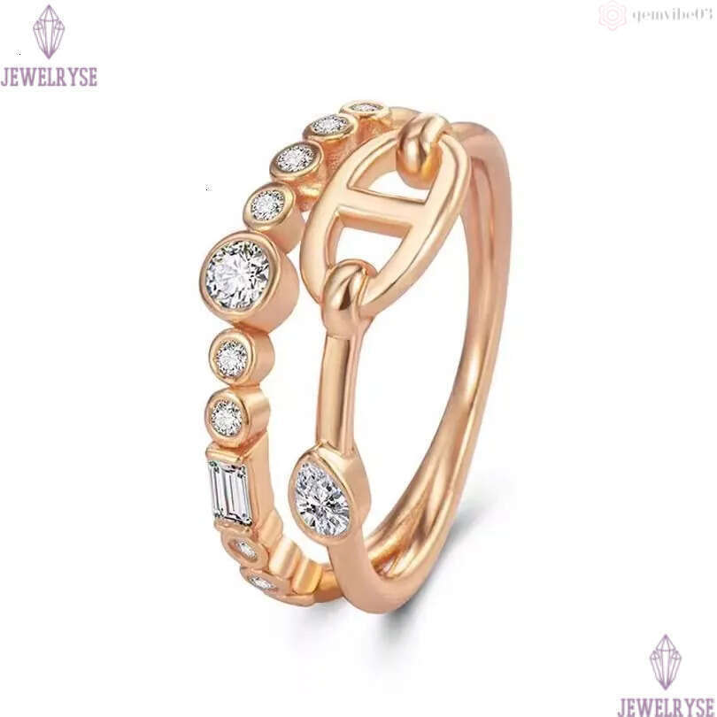 Luxury classic letters designer band ring for women girls charm elegant double layered row zircon hollow rings jewelry silver rose gold two colors