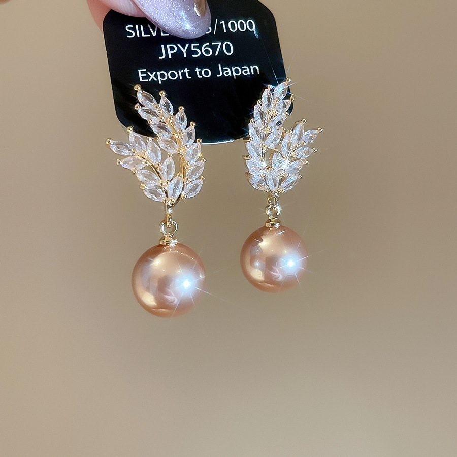 Real Gold Plated Silver Needle Wheat Ear Pearl French Elegant High-end Sense Light Luxury Niche Earrings for Women - view 7