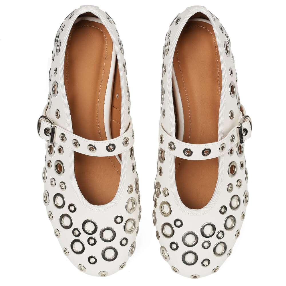 Fashionable, Classic, Casual, Soft, Women's shoes, mesh ballet flat shoes, women's buckle, patent leather edge decoration, comfortable, brea