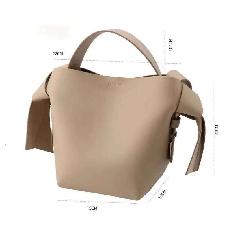 Fashion Bow-Decorated Tote Genuine Leather Shoulder Crossbody Commuter Portable Bucket Bag/Women's Handbag/Shoulder Bag